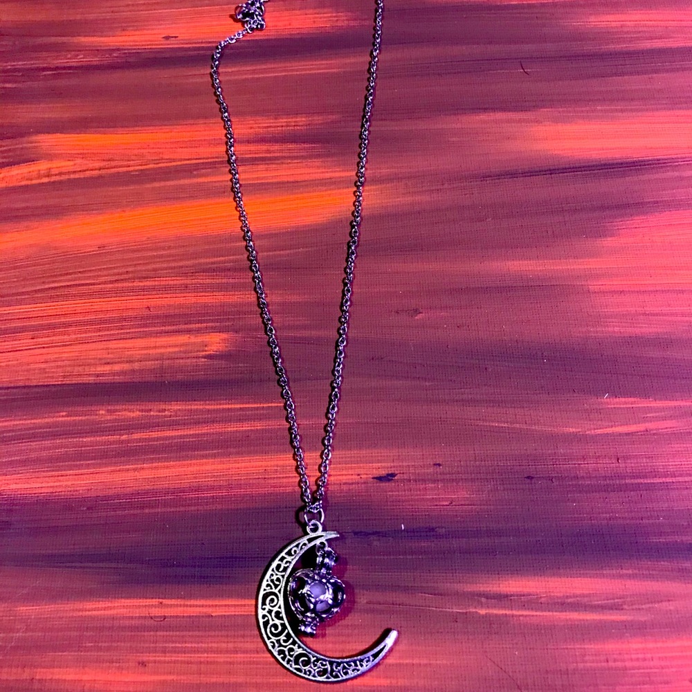 Moon and Heart Necklace